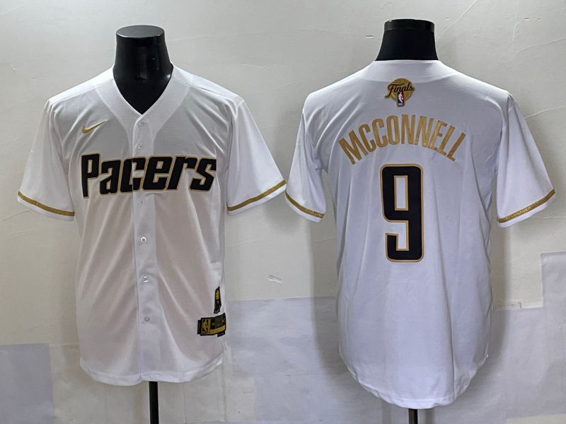Men 2025 Indiana Pacers 9 Mcconnell White Joint Name NBA Jersey style 5